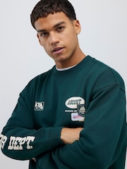 River Island Green Oversized Alpine Badging Crew Neck T-Shirt - Image 3 of 4