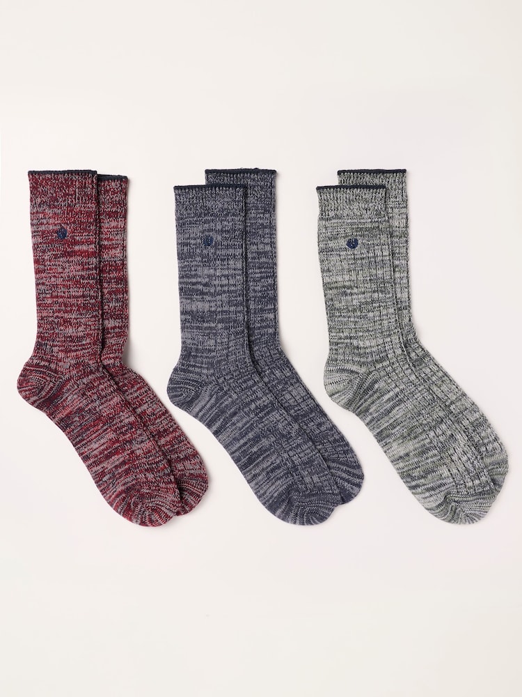 FatFace Navy 3 Pairs of Boot Socks - Image 2 of 3