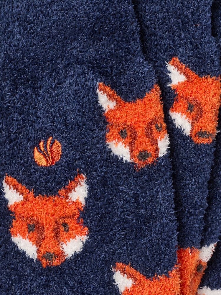 FatFace Navy Fluffy Fox Socks - Image 2 of 2 FatFace Navy Fluffy Fox Socks - Image 2 of 2