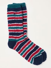 FatFace Navy Cosy Striped Socks - Image 1 of 2