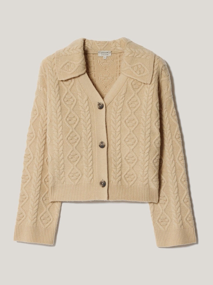 Jigsaw Cream Wool Cashmere Cable Cardigan - Image 6 of 6 Jigsaw Cream Wool Cashmere Cable Cardigan - Image 6 of 6