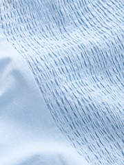 Chambray Blue Waisted Mini Dress with Linen - Image 8 of 9