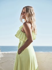 Lime Green Frill One Shoulder Dress - Image 3 of 8