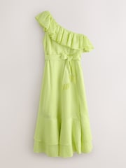 Lime Green Frill One Shoulder Dress - Image 6 of 8