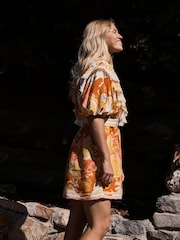 Emily Carter Floral Ruffle Neckline Puff Sleeve Playsuit - Image 4 of 11