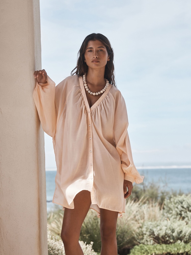 apricot dress shirt Sudbury Cotton Linen Apricot Shirt