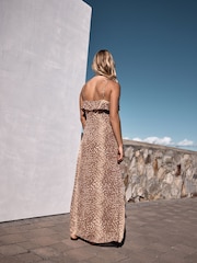 Deer Print Strappy Ruffle Maxi Slip Dress - Image 3 of 7