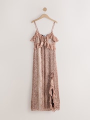Deer Print Strappy Ruffle Maxi Slip Dress - Image 5 of 7