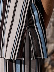 Chocolate Brown Blue Stripe Longline Cami Top - Image 6 of 9