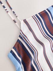 Chocolate Brown Blue Stripe Longline Cami Top - Image 8 of 9