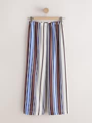 Chocolate Brown/Blue Stripe Wide Leg Trousers - Image 7 of 9