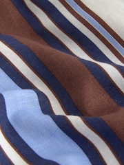 Chocolate Brown/Blue Stripe Wide Leg Trousers - Image 8 of 9