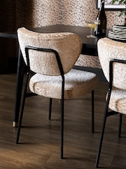 Rockett St George Set of 2 Leopard Luxe Cut Velvet Antique Sand Perfect Dining Chairs - Image 2 of 8