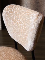 Rockett St George Set of 2 Leopard Luxe Cut Velvet Antique Sand Perfect Dining Chairs - Image 3 of 8