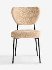 Rockett St George Set of 2 Leopard Luxe Cut Velvet Antique Sand Perfect Dining Chairs - Image 5 of 8