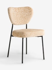 Rockett St George Set of 2 Leopard Luxe Cut Velvet Antique Sand Perfect Dining Chairs - Image 6 of 8