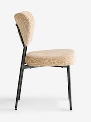 Rockett St George Set of 2 Leopard Luxe Cut Velvet Antique Sand Perfect Dining Chairs - Image 7 of 8