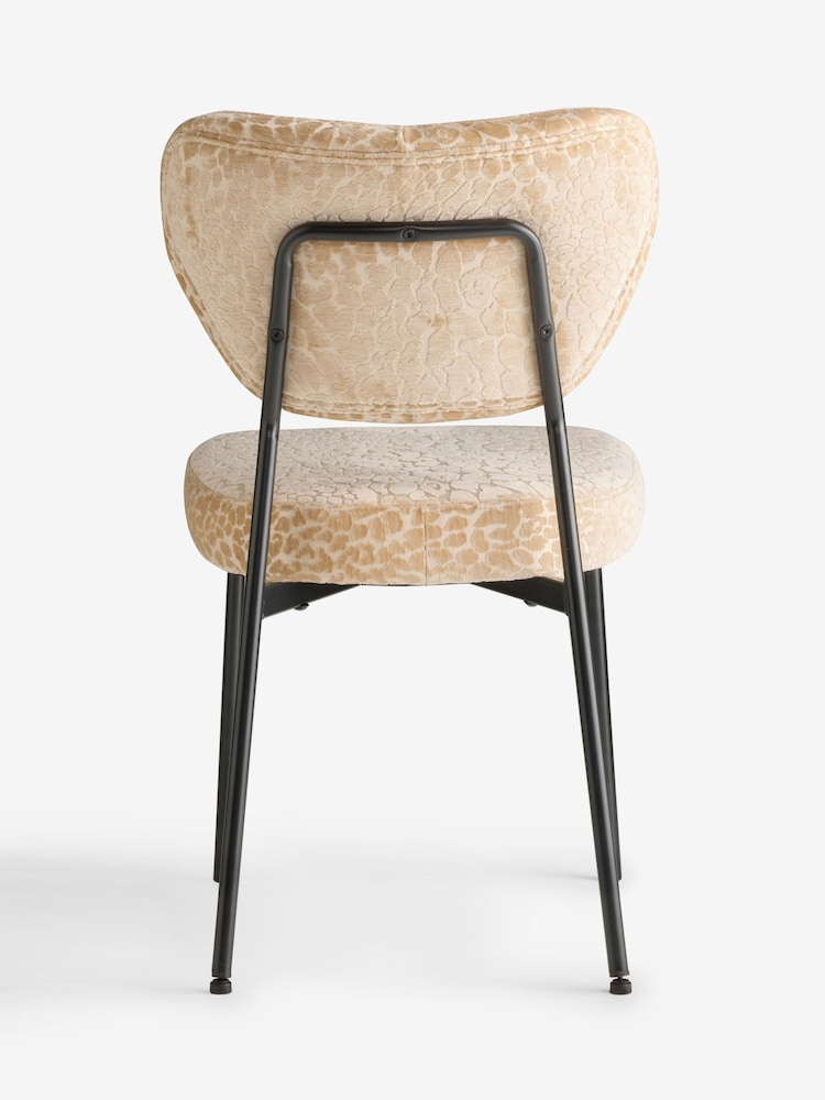 Rockett St George Set of 2 Leopard Luxe Cut Velvet Antique Sand Perfect Dining Chairs - Image 8 of 8 Rockett St George Set of 2 Leopard Luxe Cut Velvet Antique Sand Perfect Dining Chairs - Image 8 of 8