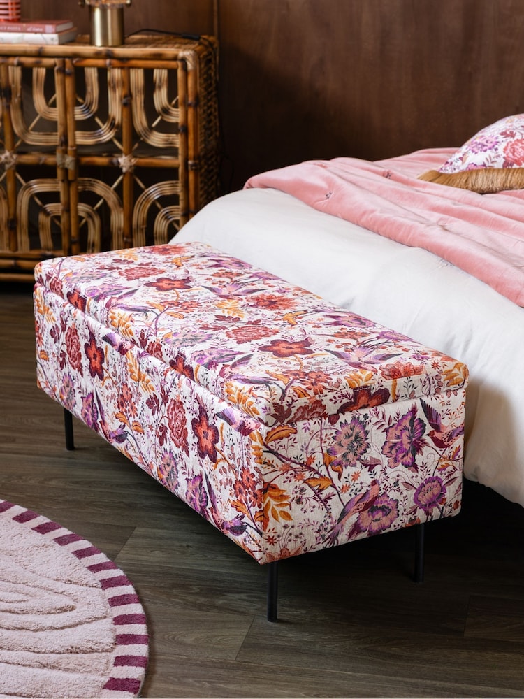 Rockett St George Charleston Garden Velvet Loren Storage Ottoman Bench - Image 1 of 11 Rockett St George Charleston Garden Velvet Loren Storage Ottoman Bench - Image 1 of 11
