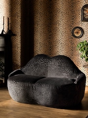 Rockett St George Leopard Luxe Black Luscious Lips Small 2 Seater Sofa - Image 1 of 8
