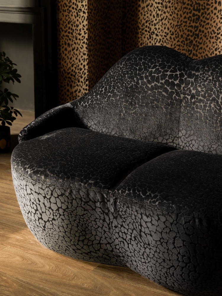 Rockett St George Leopard Luxe Black Luscious Lips Small 2 Seater Sofa - Image 2 of 8 Rockett St George Leopard Luxe Black Luscious Lips Small 2 Seater Sofa - Image 2 of 8