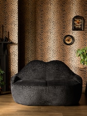 Rockett St George Leopard Luxe Black Luscious Lips Small 2 Seater Sofa - Image 3 of 8