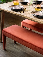 Rockett St George Luxe Needlecord Velvet Burnt Sienna Orange Starlet Bench - Image 2 of 12