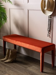 Rockett St George Luxe Needlecord Velvet Burnt Sienna Orange Starlet Bench - Image 4 of 12