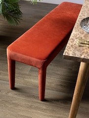 Rockett St George Luxe Needlecord Velvet Burnt Sienna Orange Starlet Bench - Image 7 of 12