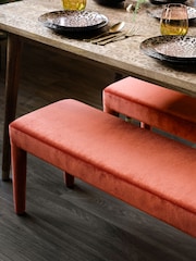 Rockett St George Luxe Needlecord Velvet Burnt Sienna Orange Starlet Bench - Image 8 of 12