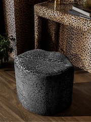 Rockett St George Leopard Luxe Black Lips Stool - Image 1 of 5