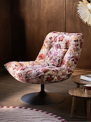 Rockett St George Charleston Garden Velvet Lounge Lover Swivel Accent Chair - Image 1 of 10
