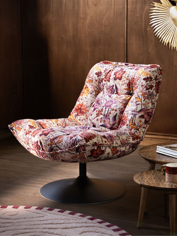 Rockett St George Charleston Garden Velvet Lounge Lover Swivel Accent Chair - Image 1 of 10 Rockett St George Charleston Garden Velvet Lounge Lover Swivel Accent Chair - Image 1 of 10