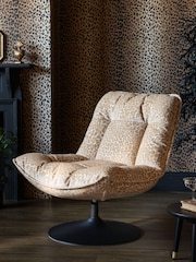 Rockett St George Leopard Luxe Antique Sand Natural Lounge Lover Swivel Accent Chair - Image 1 of 8