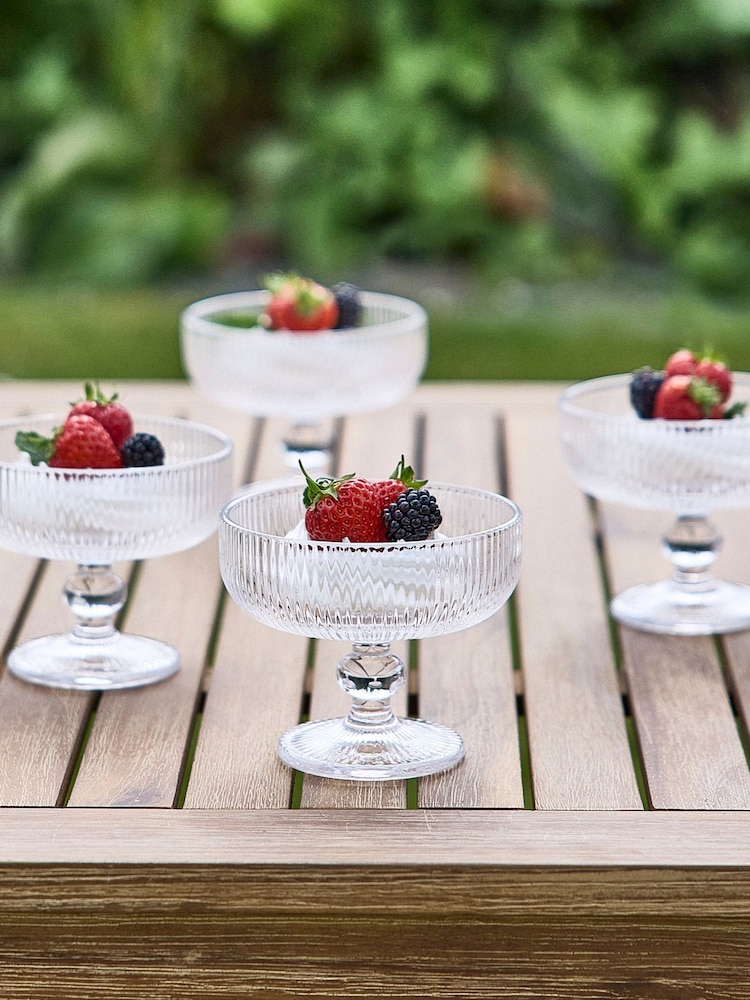 Dibor Set of 4 Clear Bevelled Footed Dessert Bowls - Image 1 of 5