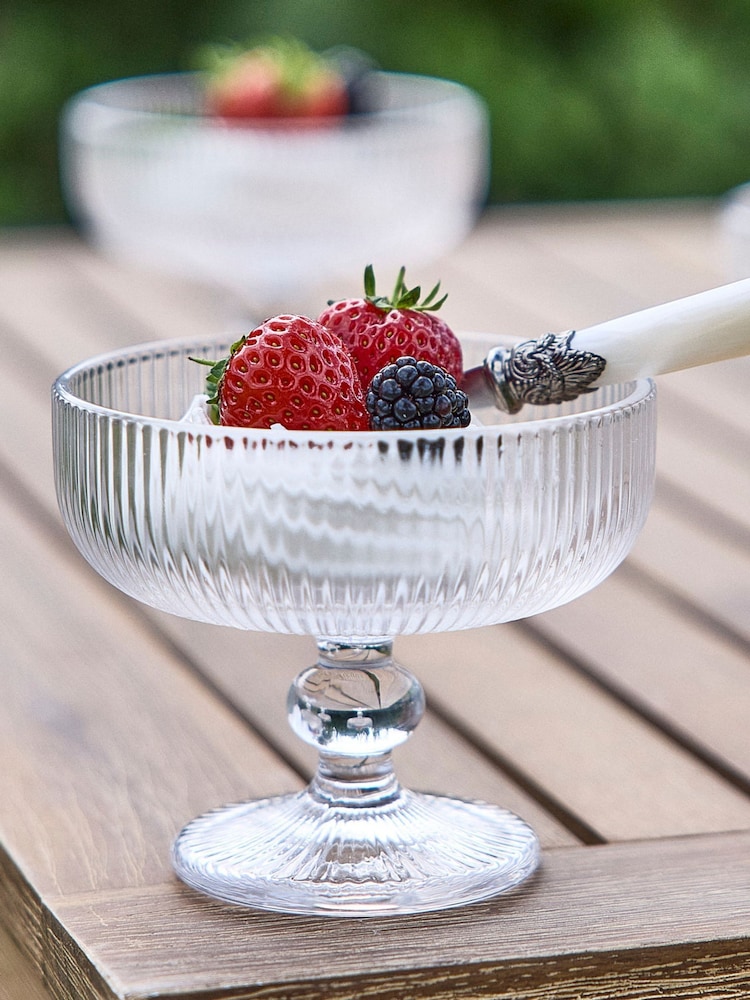 Dibor Set of 4 Clear Bevelled Footed Dessert Bowls - Image 2 of 5