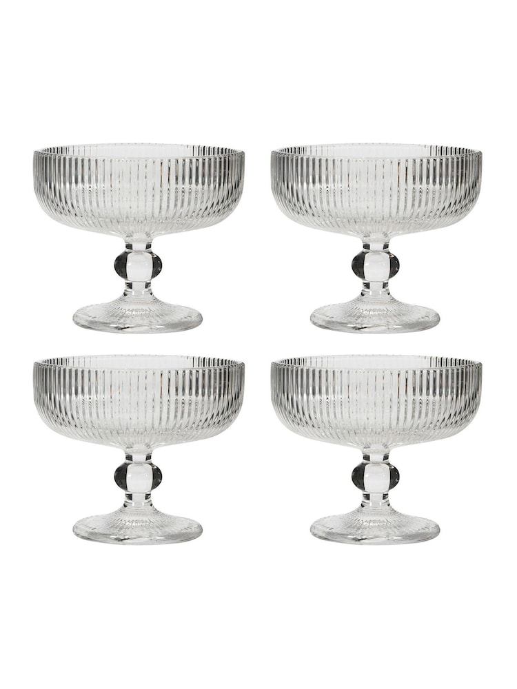 Dibor Set of 4 Clear Bevelled Footed Dessert Bowls - Image 5 of 5