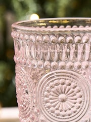 Dibor Set of 4 Pink Embossed Highball Tumbler Glass - Image 3 of 5
