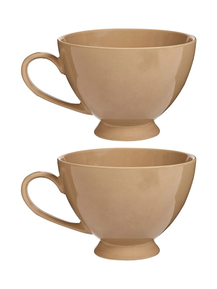 Dibor Set of 2 Beige Footed XL Mugs - Image 4 of 4 Dibor Set of 2 Beige Footed XL Mugs - Image 4 of 4