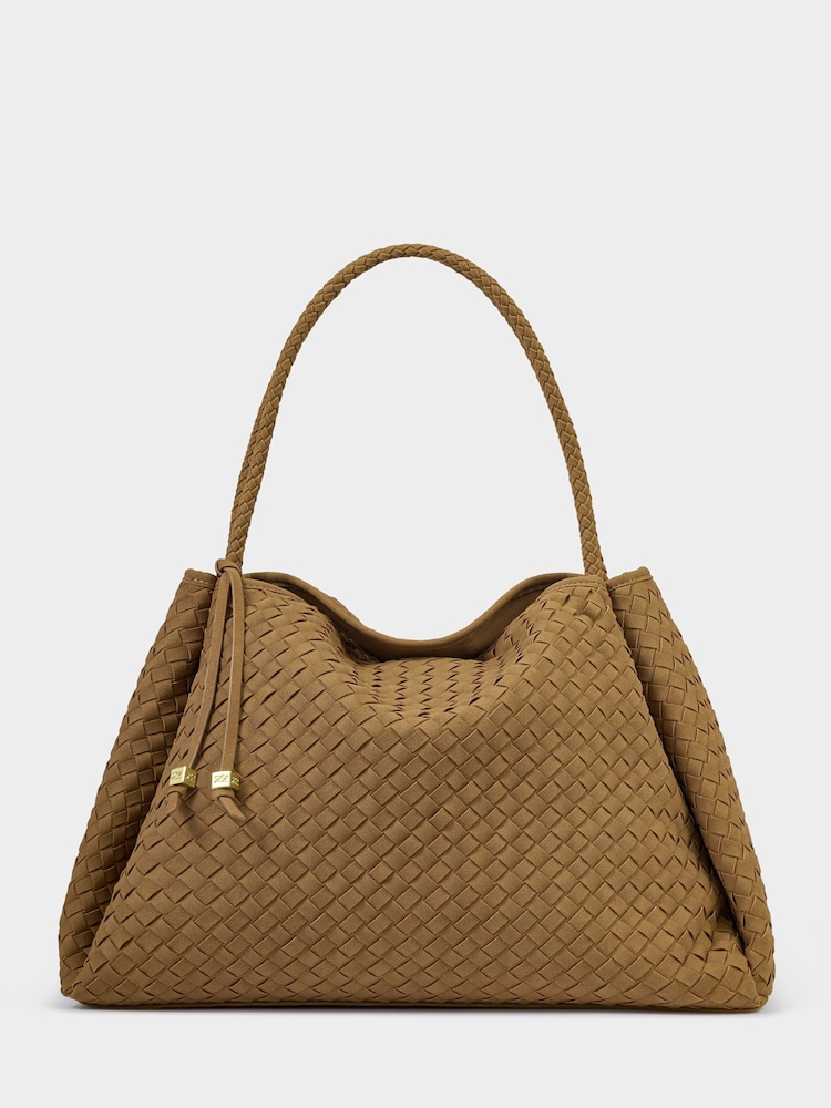 Katie Loxton Light Caramel Oyster Nova Hand Woven Large Shoulder Bag - Image 2 of 5