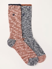 FatFace Orange 2 Pairs of Boot Socks - Image 1 of 3