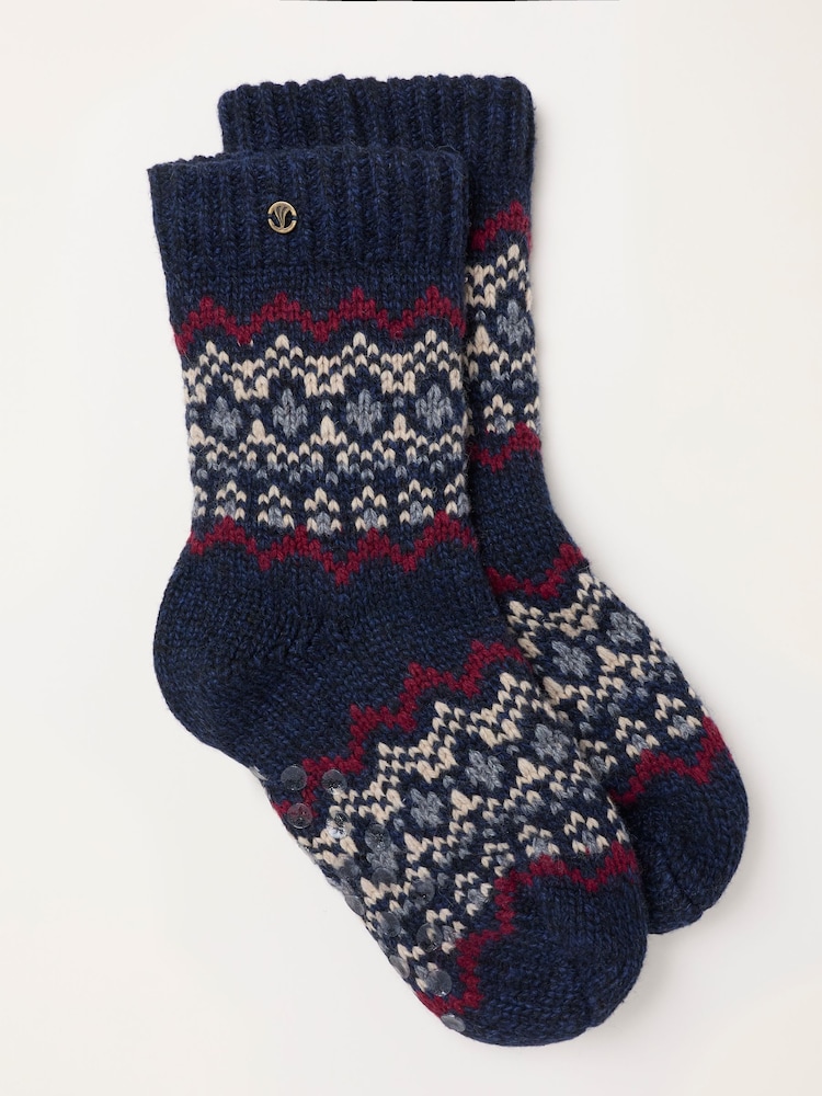 FatFace Navy Fairisle Slipper Socks - Image 1 of 2 FatFace Navy Fairisle Slipper Socks - Image 1 of 2