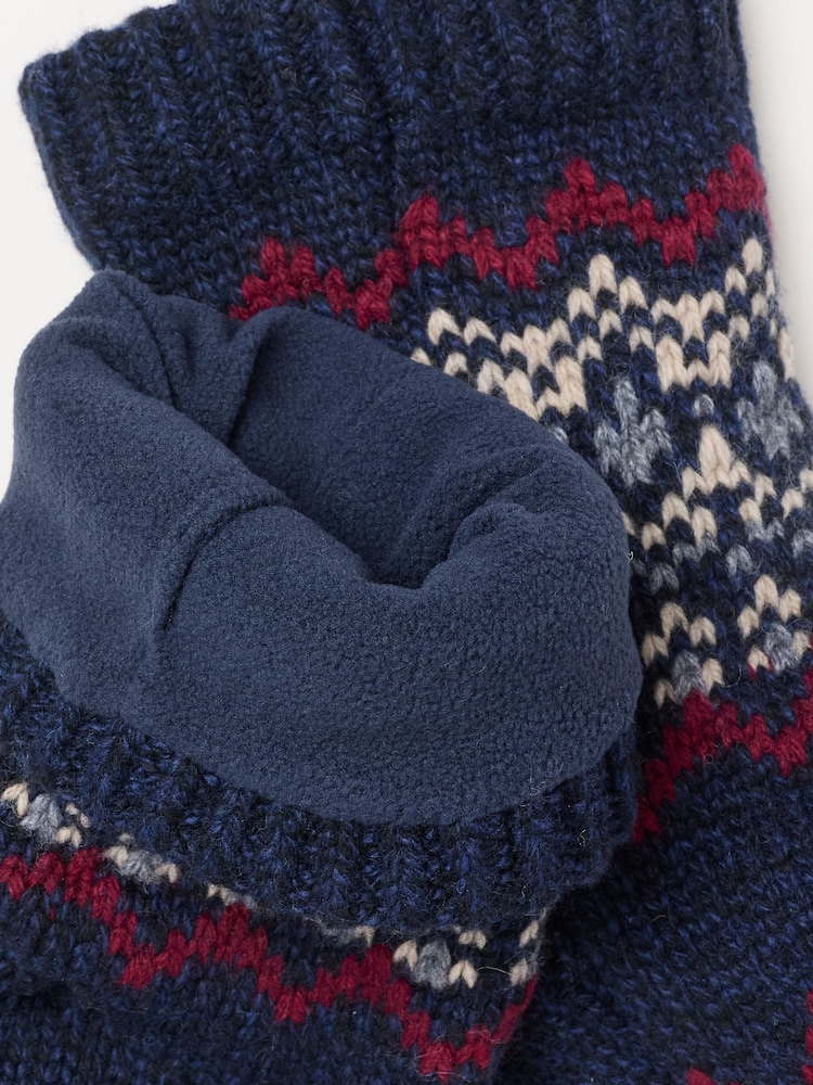 FatFace Navy Fairisle Slipper Socks - Image 2 of 2 FatFace Navy Fairisle Slipper Socks - Image 2 of 2