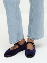 The Set Premium Velvet Mary Janes Shoes Navy - Image 1 of 7