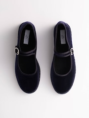 The Set Premium Velvet Mary Janes Shoes Navy - Image 5 of 7