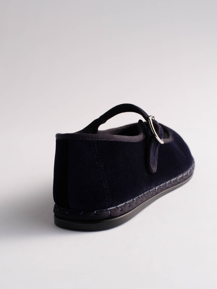 The Set Premium Velvet Mary Janes Shoes Navy - Image 7 of 7 The Set Premium Velvet Mary Janes Shoes Navy - Image 7 of 7