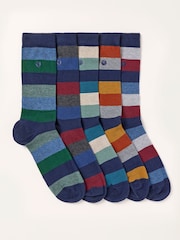 FatFace 5 Pack Multi Colour Striped Socks - Image 1 of 3