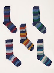 FatFace 5 Pack Multi Colour Striped Socks - Image 3 of 3