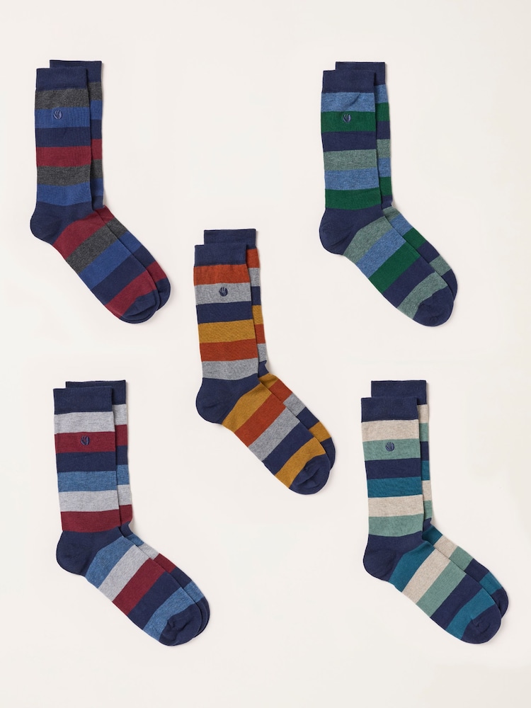 FatFace 5 Pack Multi Colour Striped Socks - Image 3 of 3 FatFace 5 Pack Multi Colour Striped Socks - Image 3 of 3