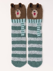 FatFace Green Cosy Bear Socks - Image 1 of 2